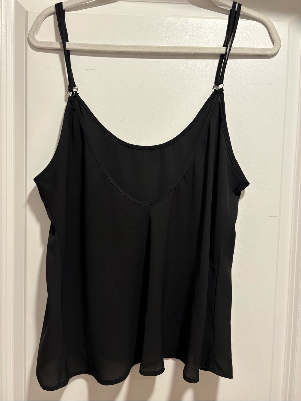 Tildon Black Double Strap Scoop Neck Tank